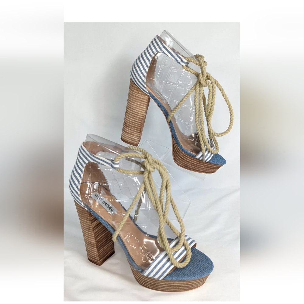 🇺🇸 Steve Madden Rue Block Heel Platform Sandals - Picture 3 of 12